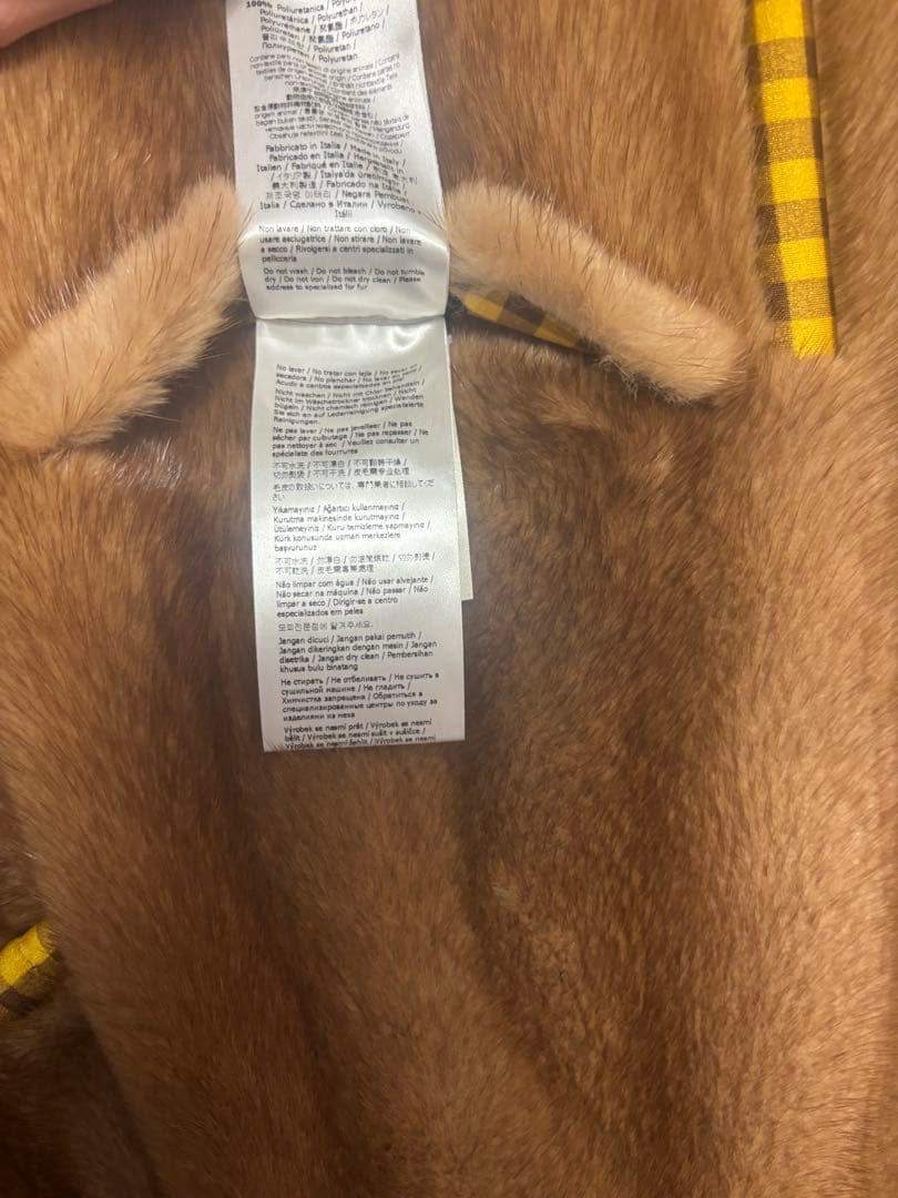 Fendi ミンクファーコート 裏地チェック柄