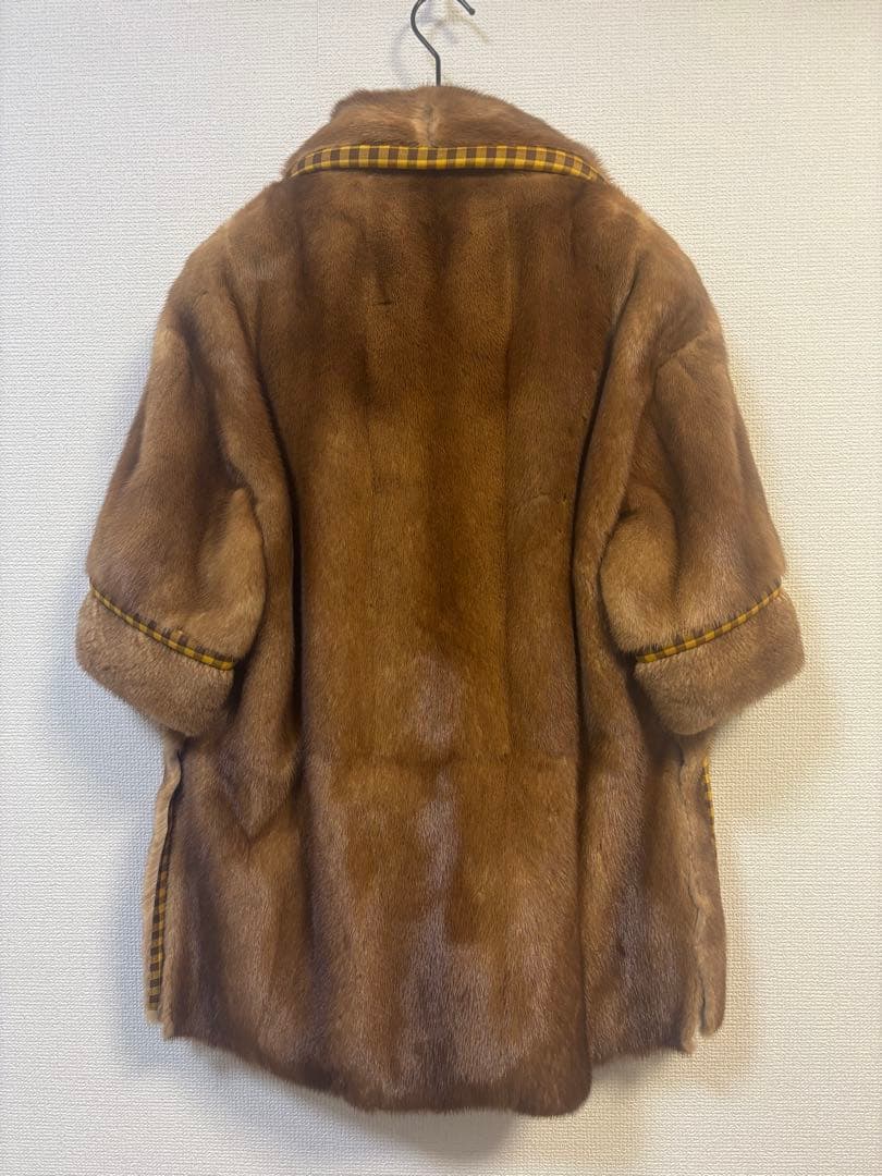 Fendi ミンクファーコート 裏地チェック柄