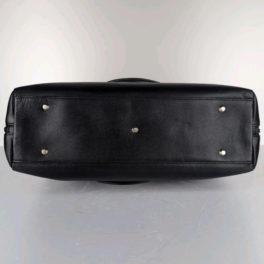 HAMANO ハマノ トートバッグ 黒×金具シルバー レザー A4収納可