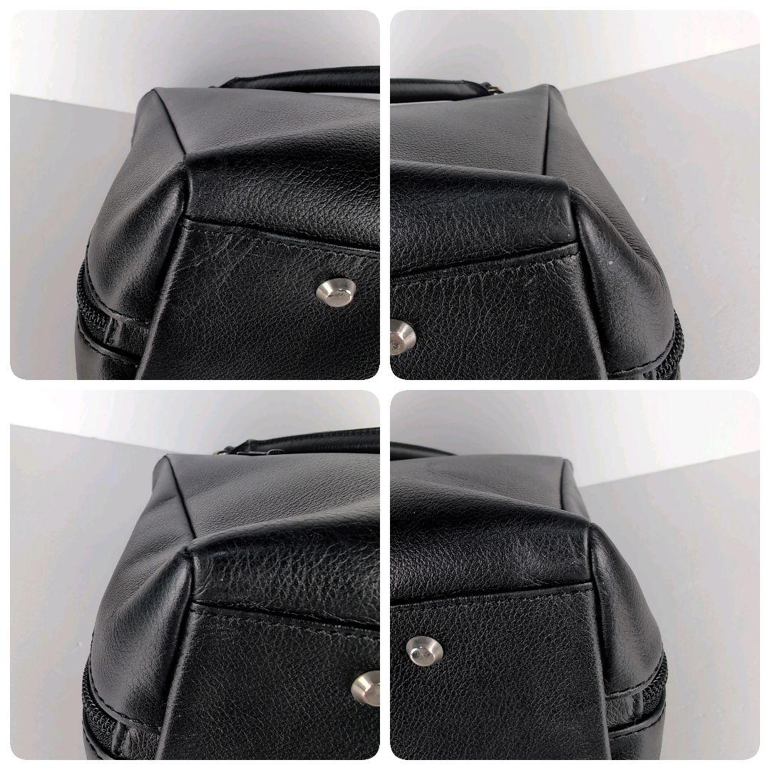 HAMANO ハマノ トートバッグ 黒×金具シルバー レザー A4収納可