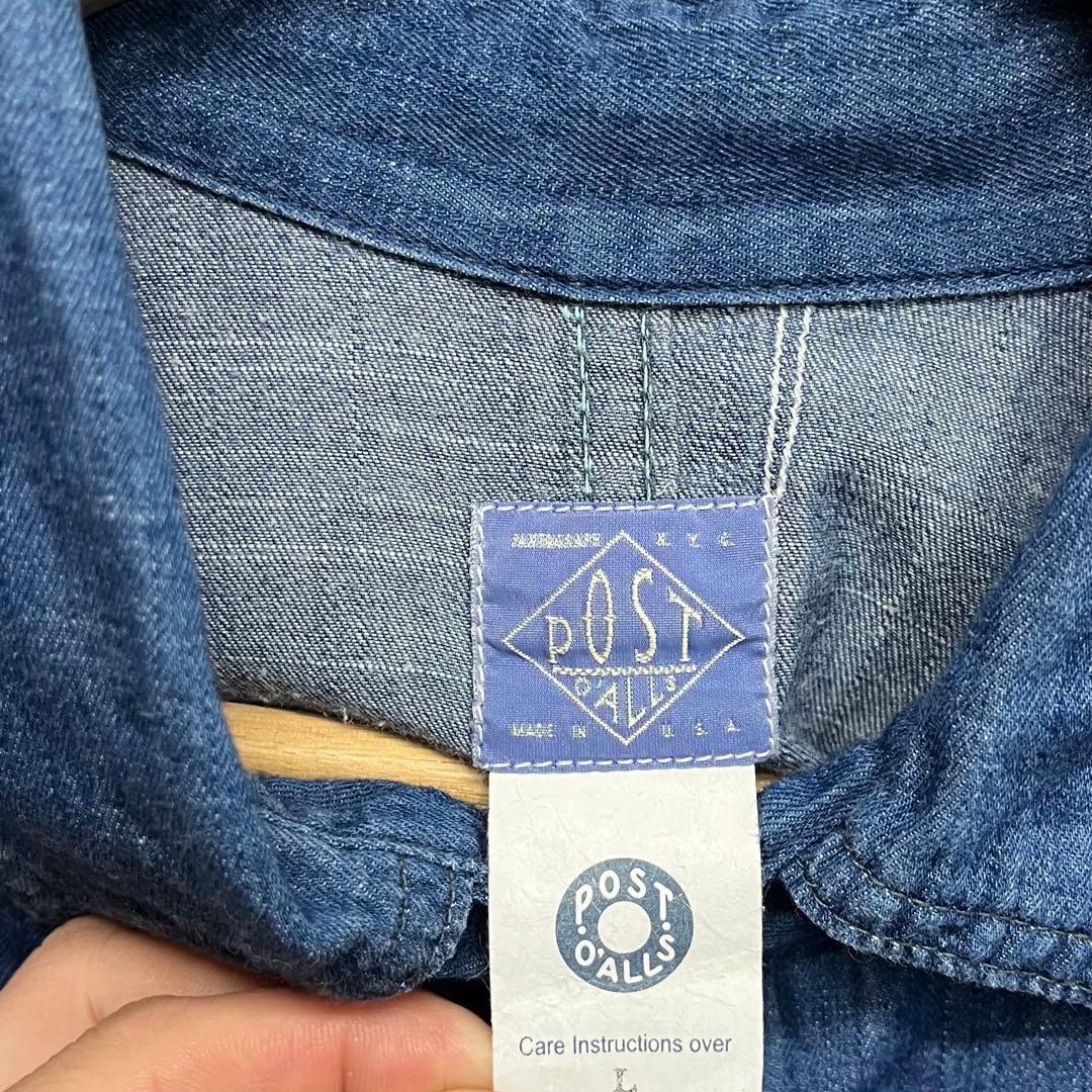 専用 ポストオーバーオールズ コットンシャンブレーカバーオール L