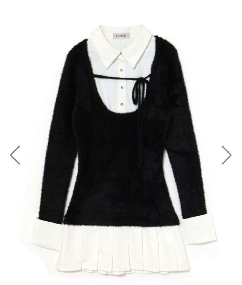 bubbles レイヤードプリーツニットワンピース M