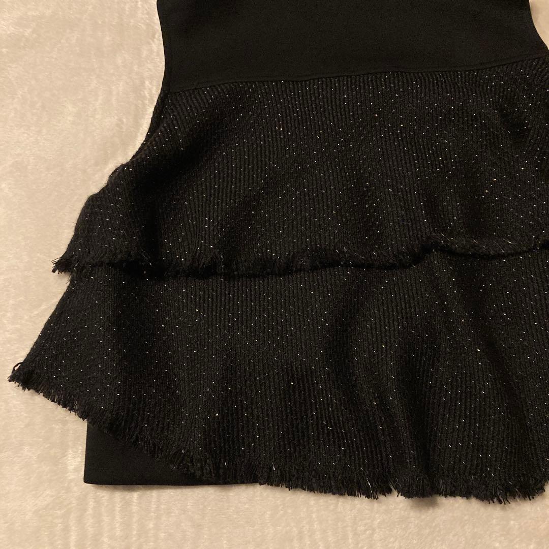 【現行品】美品 vin バックフリルツイードベスト ブラック YAMADAYA