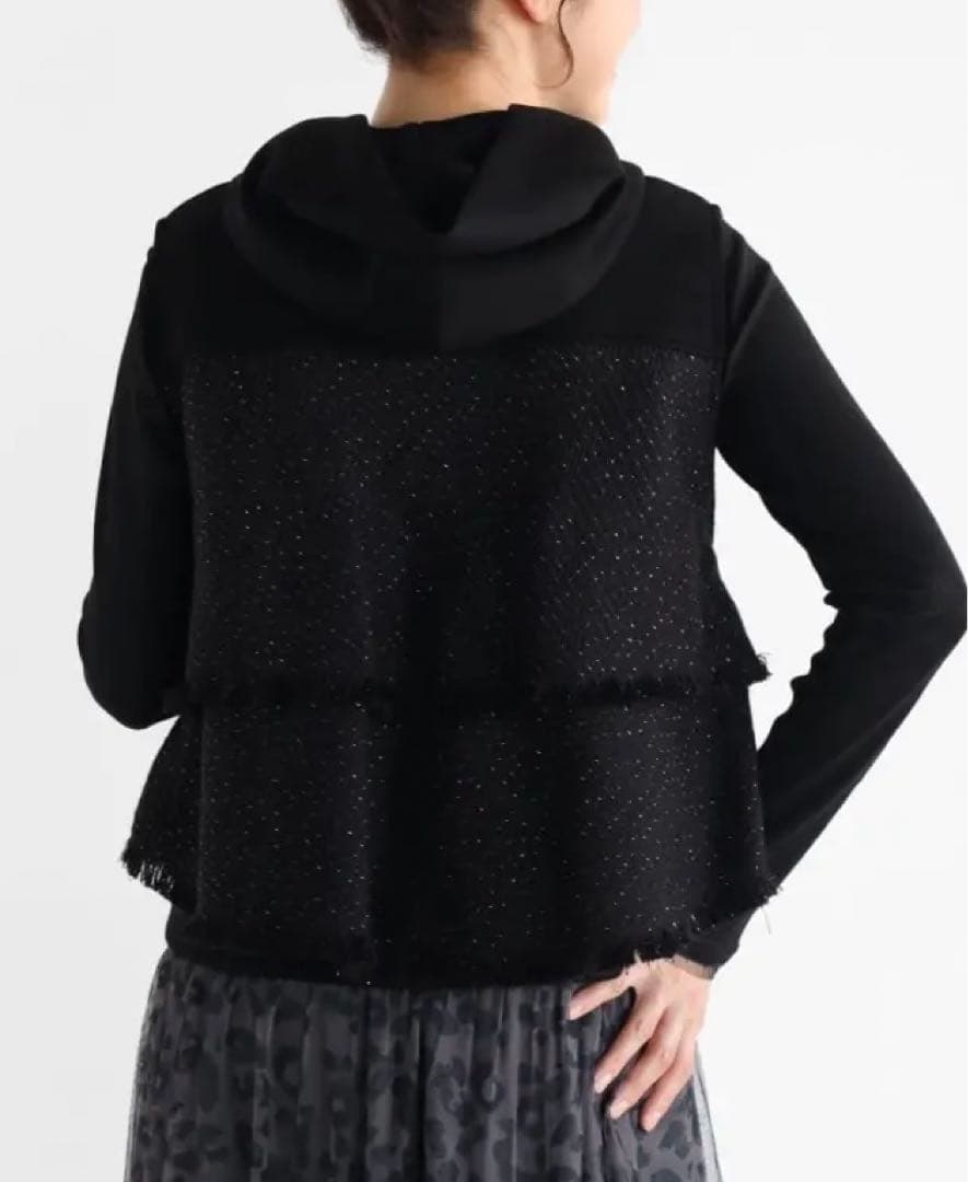 【現行品】美品 vin バックフリルツイードベスト ブラック YAMADAYA