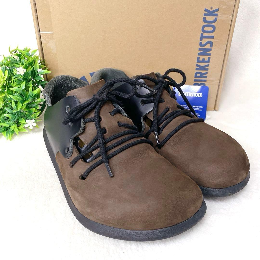 美品 ビルケンシュトック モンタナ 本革レースアップ 40 26cm 茶/黒 革