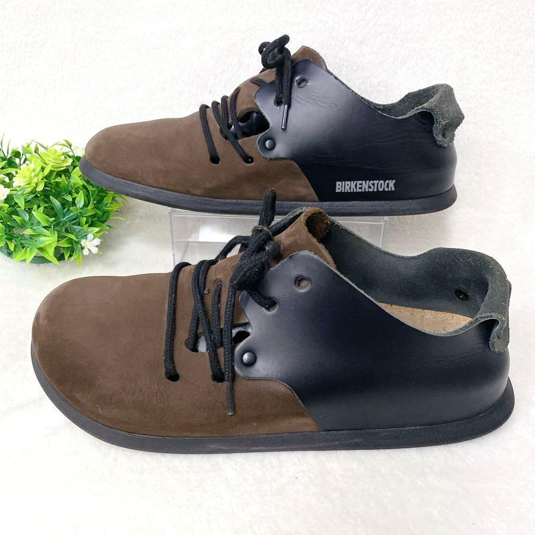 美品 ビルケンシュトック モンタナ 本革レースアップ 40 26cm 茶/黒 革