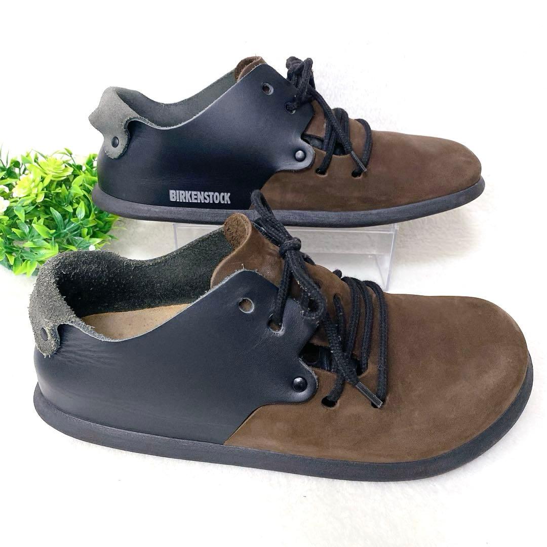 美品 ビルケンシュトック モンタナ 本革レースアップ 40 26cm 茶/黒 革