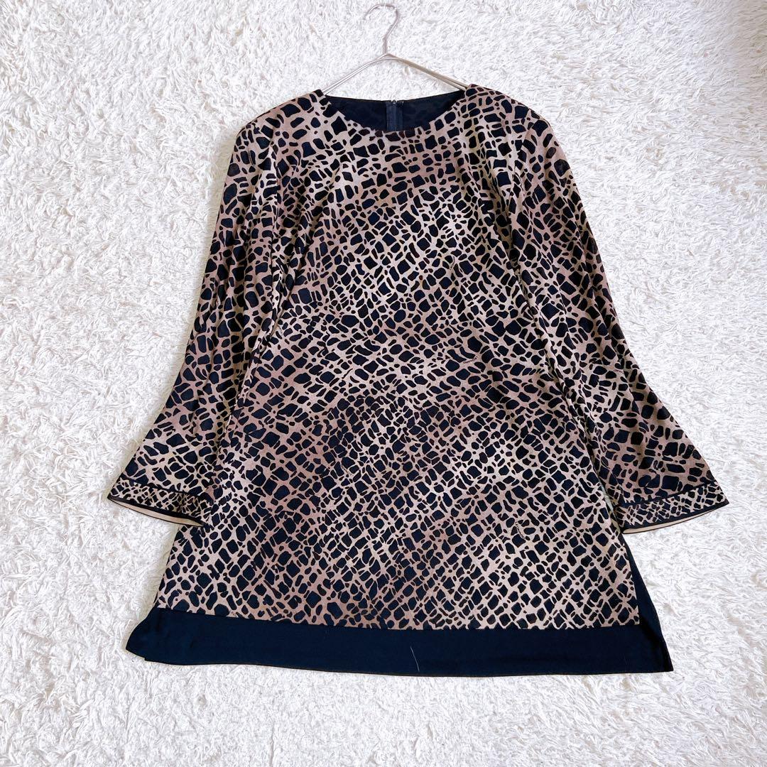 美品　レオナール　カンカン　ワンピースチュニック　レオパード　大きいサイズ　LL