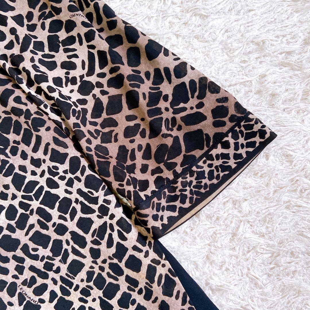 美品　レオナール　カンカン　ワンピースチュニック　レオパード　大きいサイズ　LL