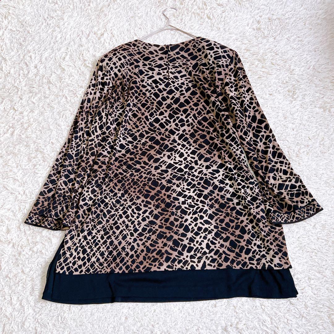 美品　レオナール　カンカン　ワンピースチュニック　レオパード　大きいサイズ　LL