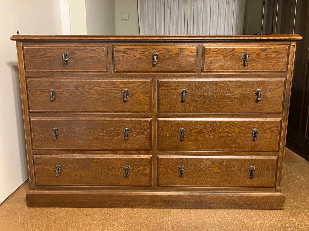 電*子様 MITSUKOSHIの高級家具Bruggeのオーク材 4段９杯チェスト