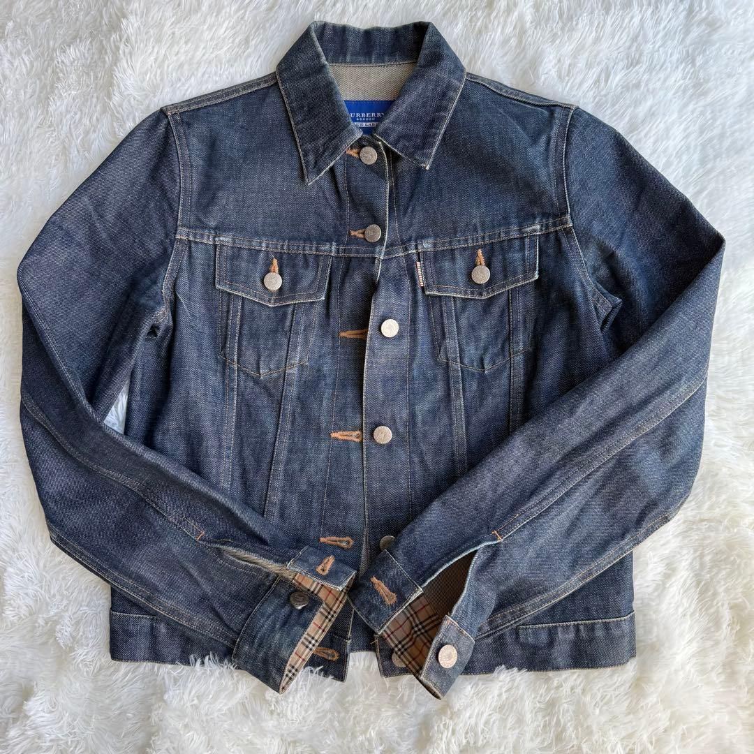 バーバリーブルーレーベル　デニムジャケット　ノバチェック　38 Mサイズ