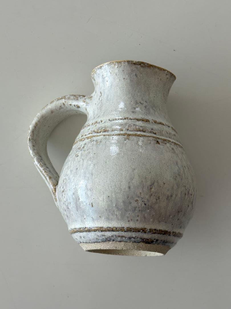 鈴木麻起子 花器 花瓶 ピッチャー型 ベース 白釉 作家もの