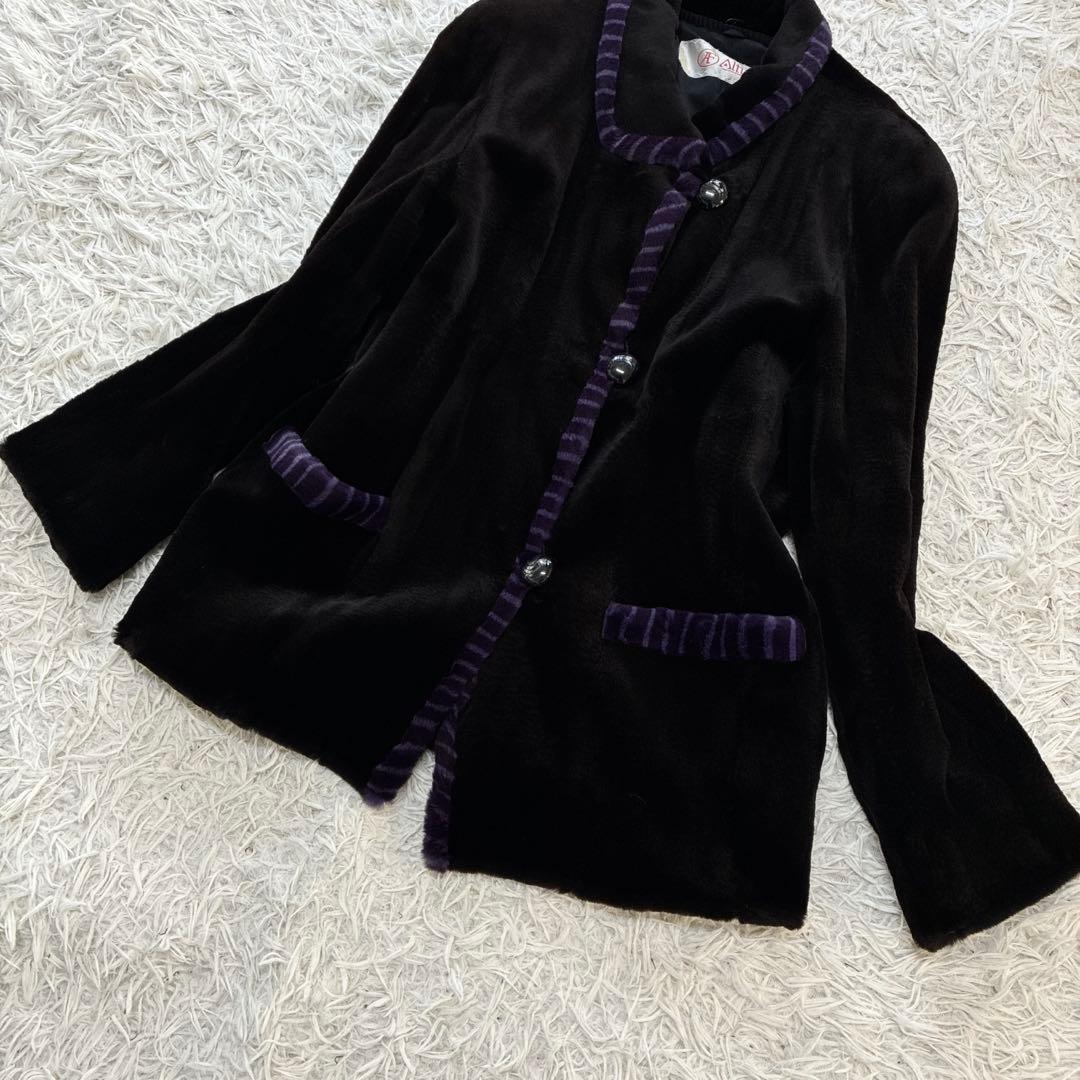 アルティマ シェアード ミンク ブラック系 本毛皮 コート 毛並み◎