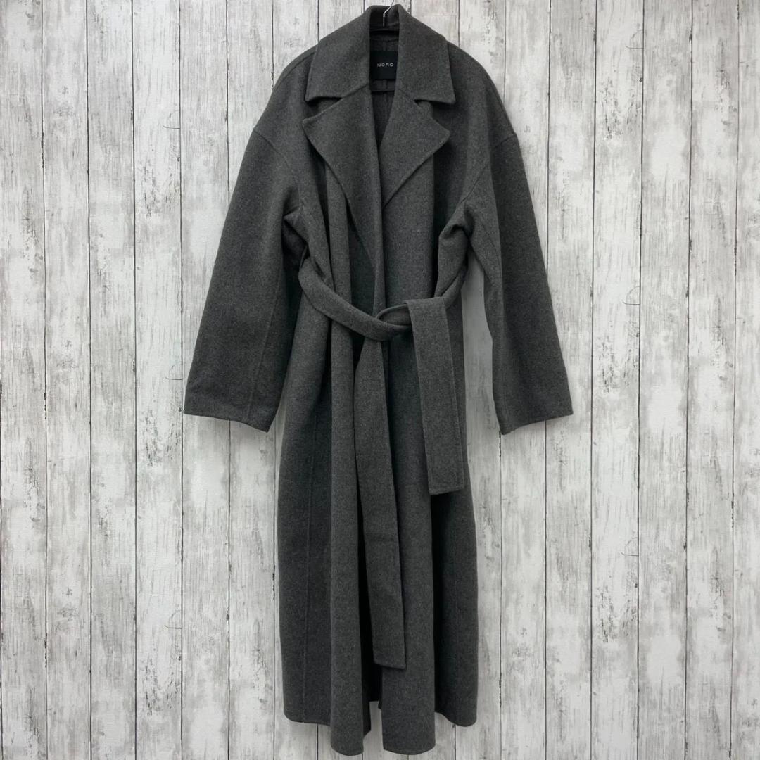 【 N.O.R.C 】ウール メルトン ロング リバー コート チャコール