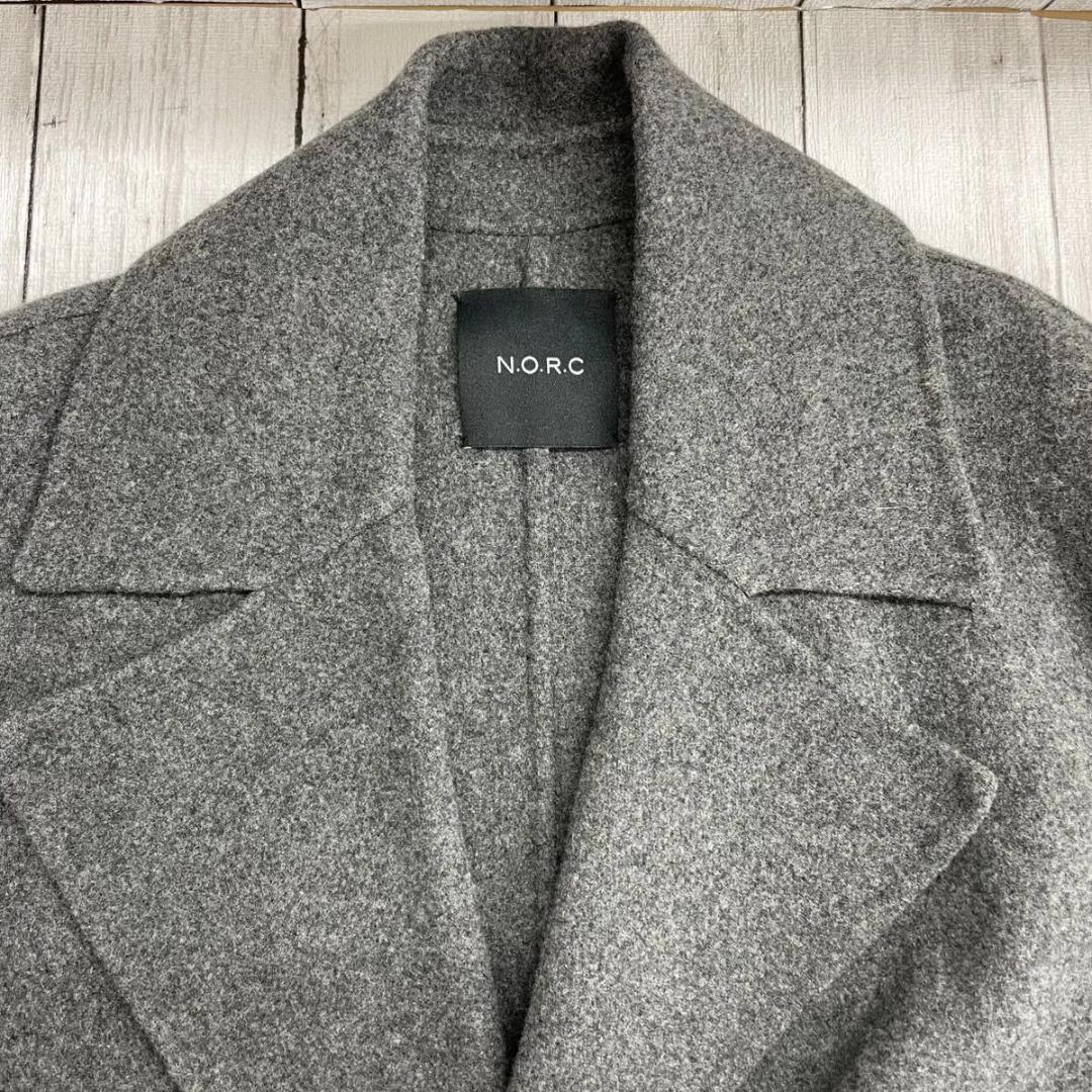 【 N.O.R.C 】ウール メルトン ロング リバー コート チャコール