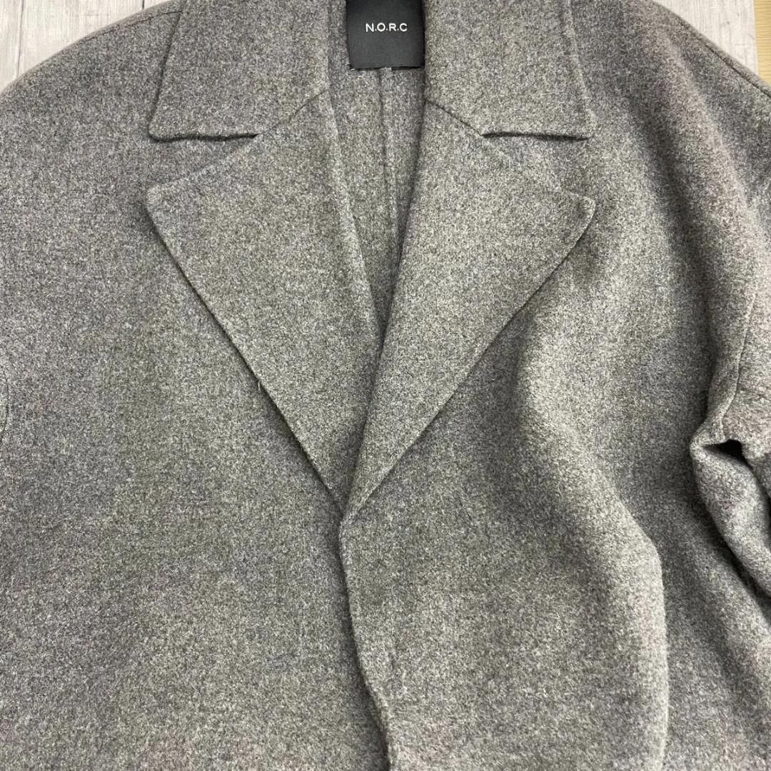【 N.O.R.C 】ウール メルトン ロング リバー コート チャコール