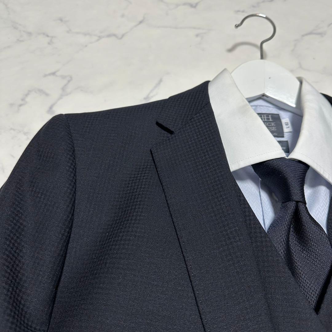 美品　MAJIマジ　3ピーススーツ　ダークネイビー　濃紺　千鳥柄　サイズA5