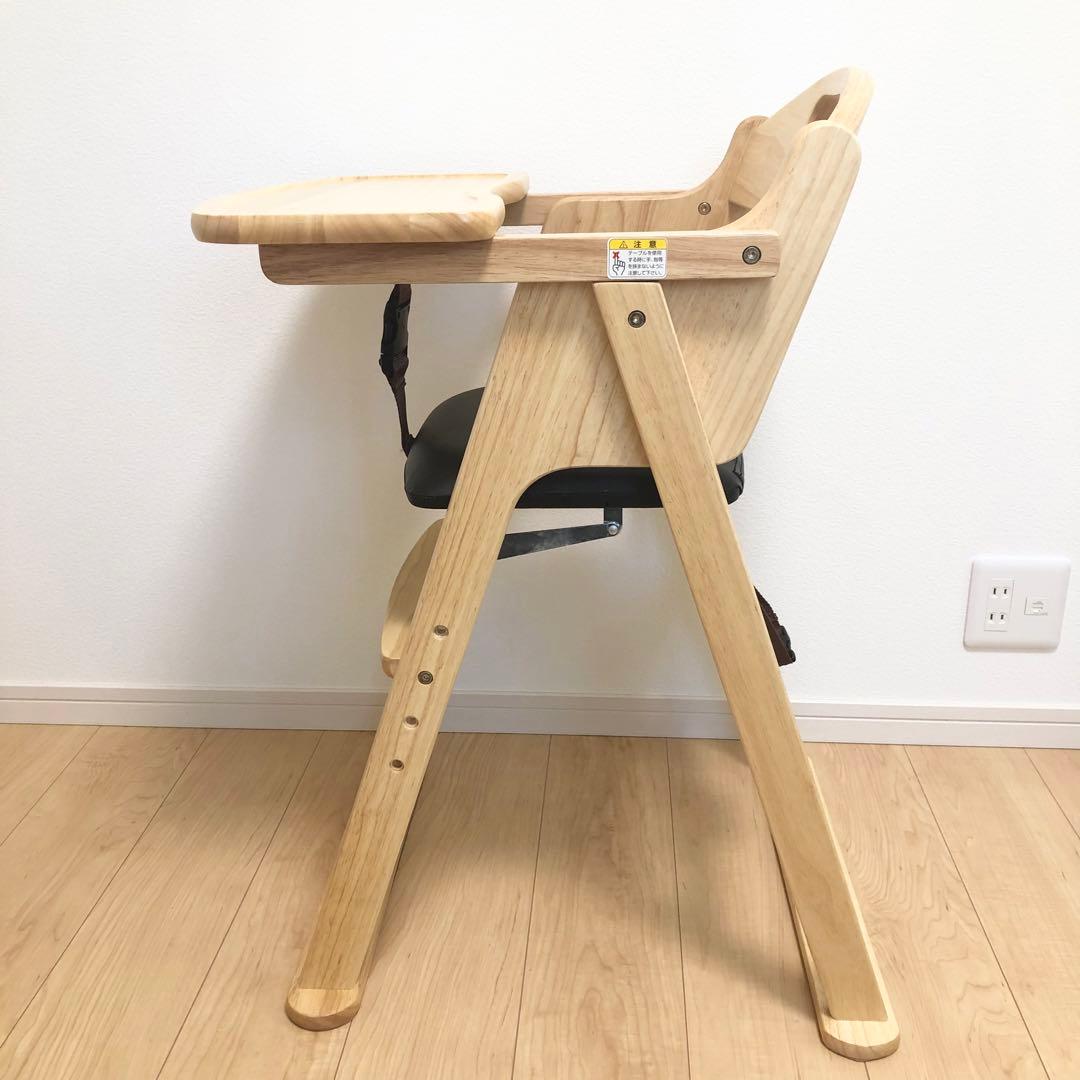 KATOJI 22408 ハイチェア　テーブル　座面革張りクッション　折り畳み式
