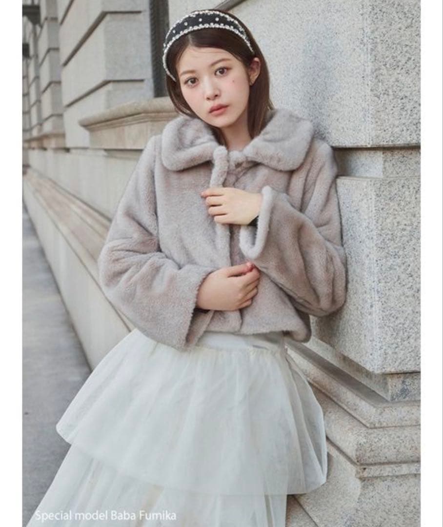 snidel ステンカラーショートファーコートジャケット ベージュ 0 サイズ