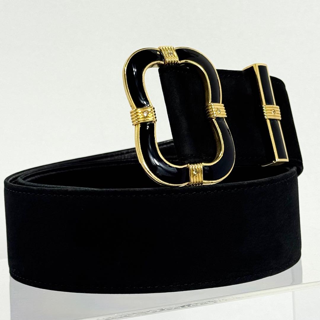 【vintage Dior】スエード ベルト ゴールド　ストーン 00s Y2K