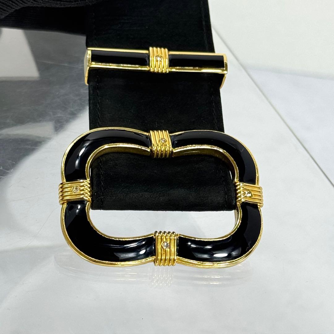 【vintage Dior】スエード ベルト ゴールド　ストーン 00s Y2K