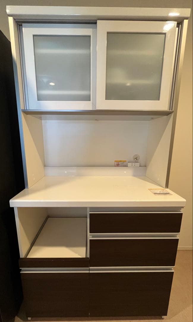 パモウナ　食器棚　ブラウン　キッチンボード　Pamouna