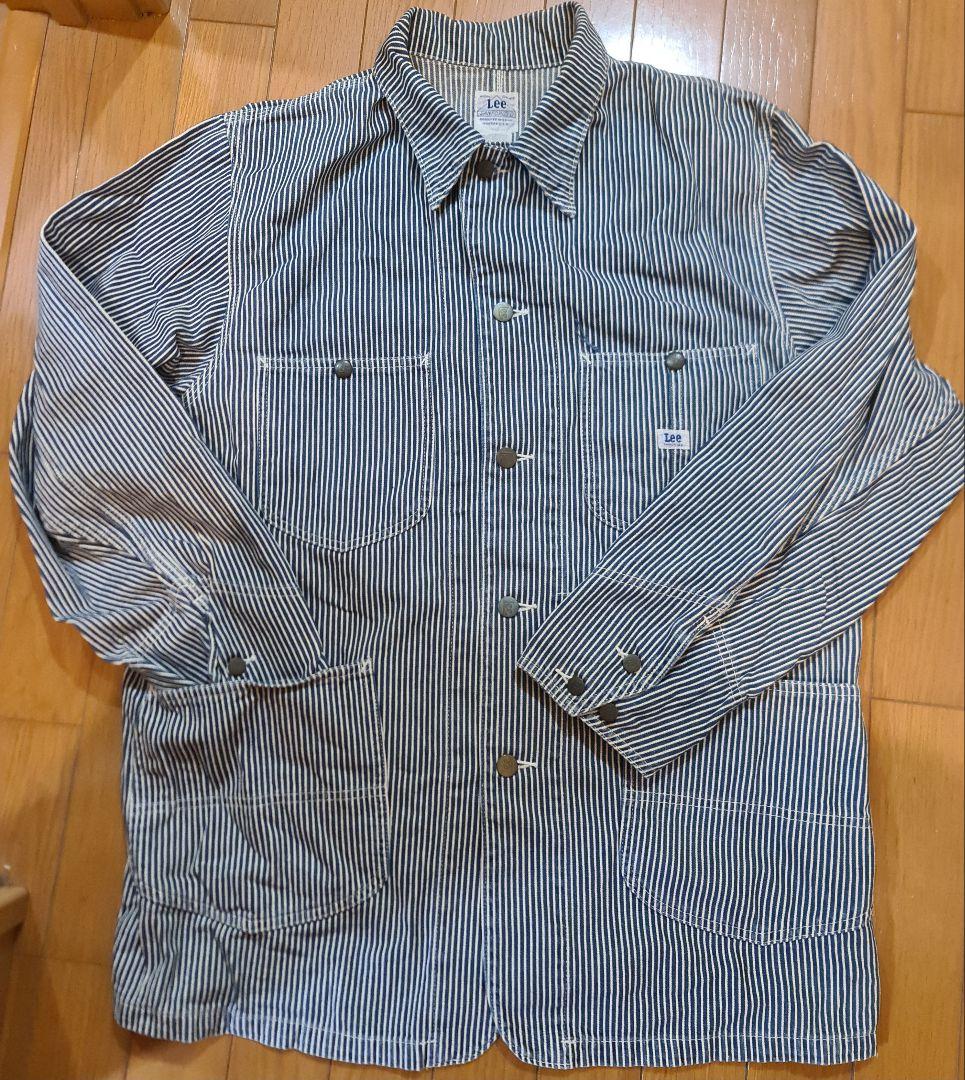 ★90s Leeヒッコリーストライプカバーオールジャケット0412美品