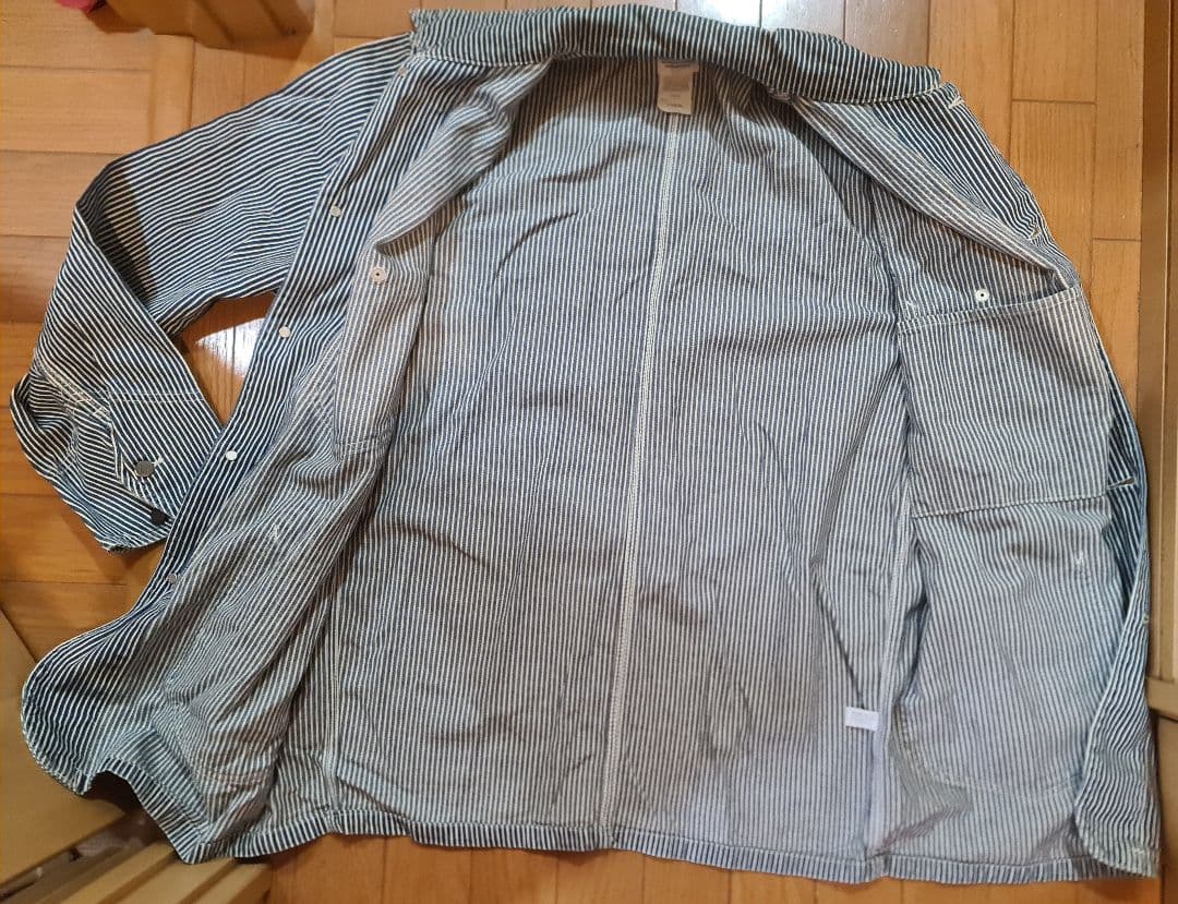 ★90s Leeヒッコリーストライプカバーオールジャケット0412美品