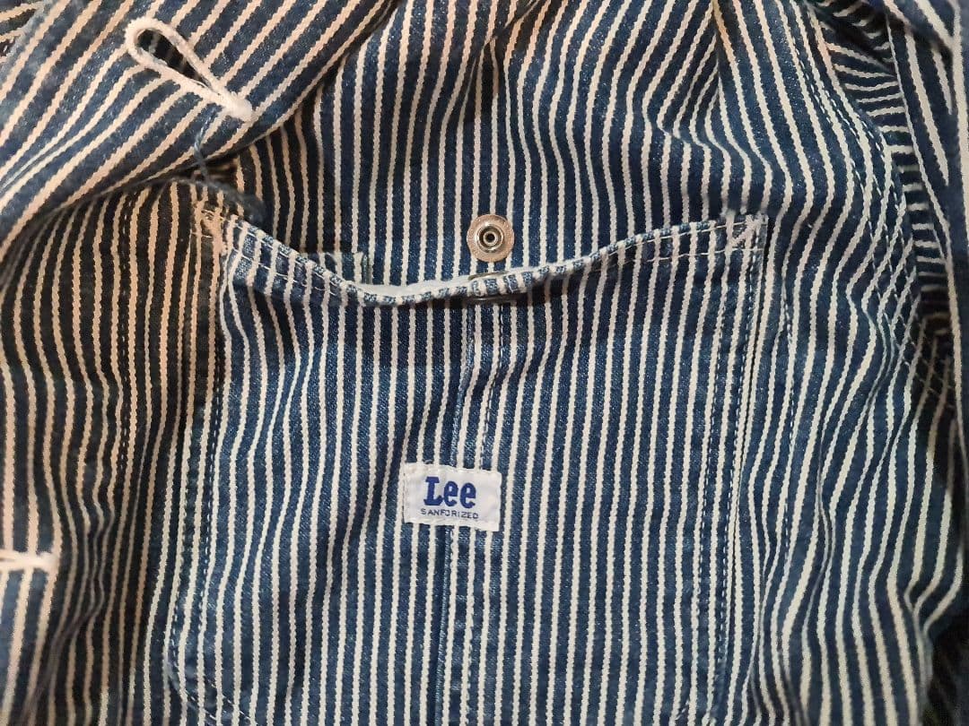 ★90s Leeヒッコリーストライプカバーオールジャケット0412美品