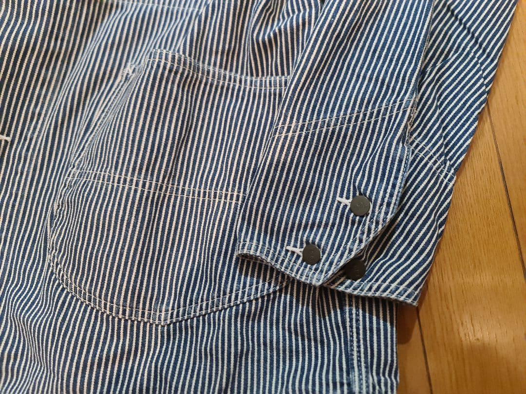 ★90s Leeヒッコリーストライプカバーオールジャケット0412美品