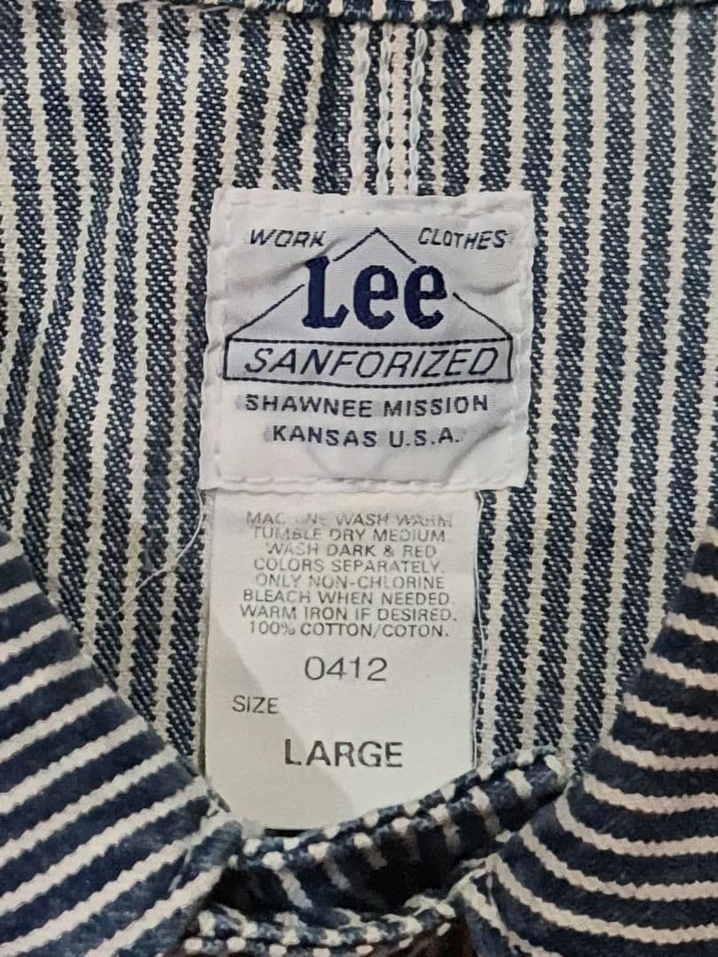 ★90s Leeヒッコリーストライプカバーオールジャケット0412美品