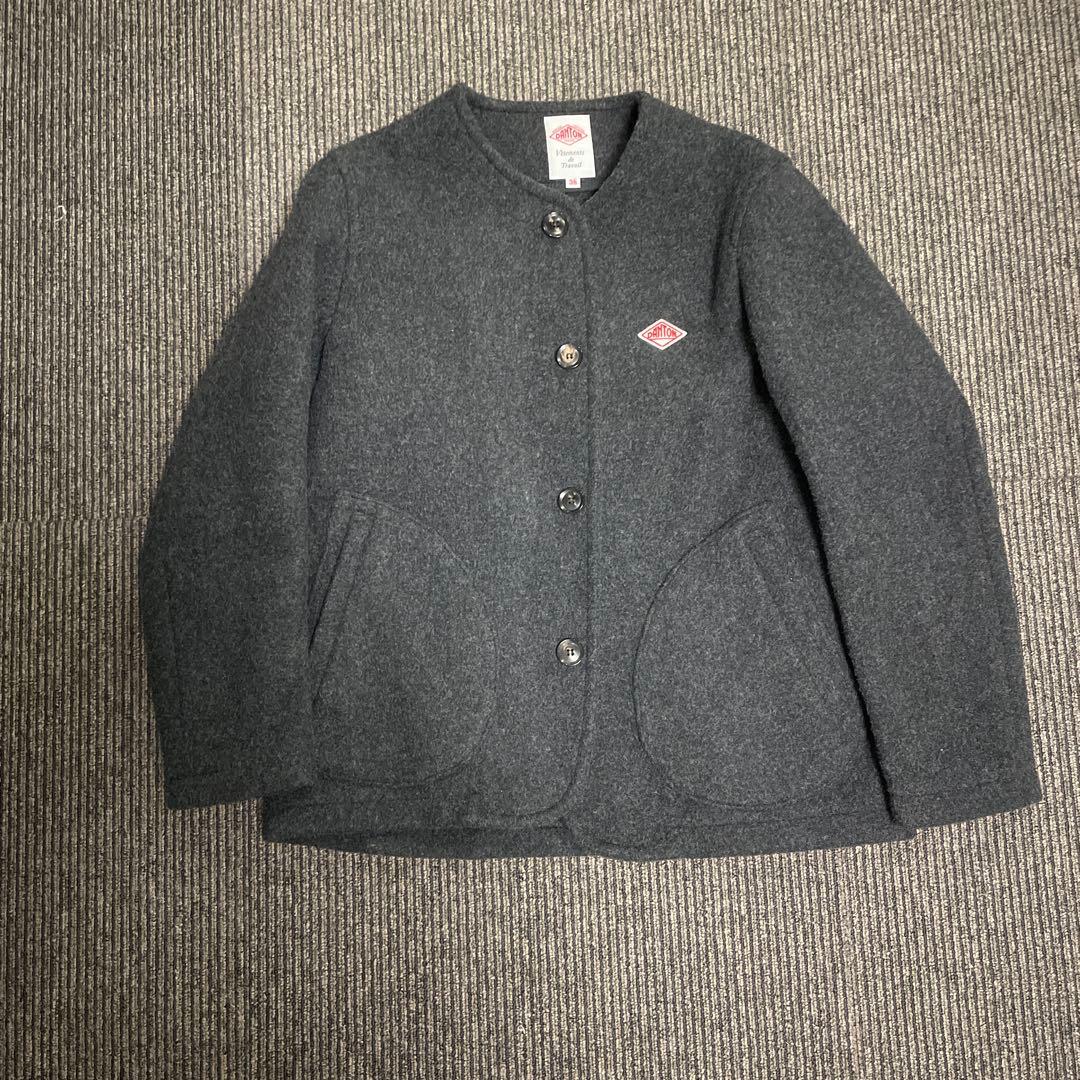ダントン ウールモッサノーカラーコート グレージュ サイズ38
