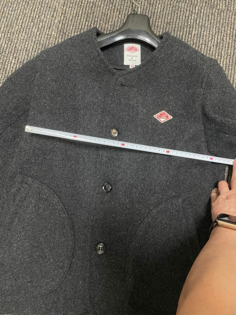 ダントン ウールモッサノーカラーコート グレージュ サイズ38