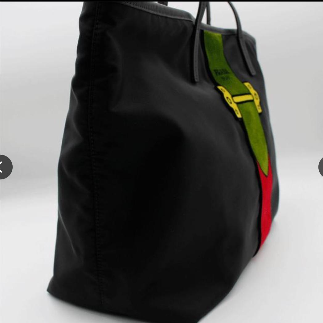 PRADA　プラダ　ナイロントートバッグ　ベルベット柄　ブラック