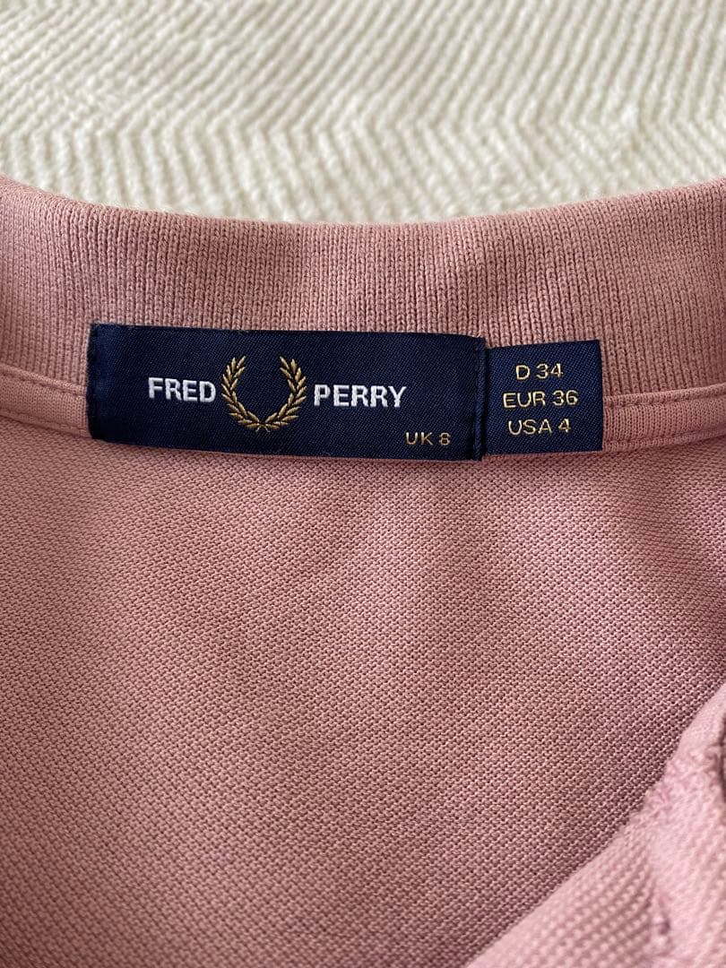 FRED PERRY ピンク ポロシャツ UK 8