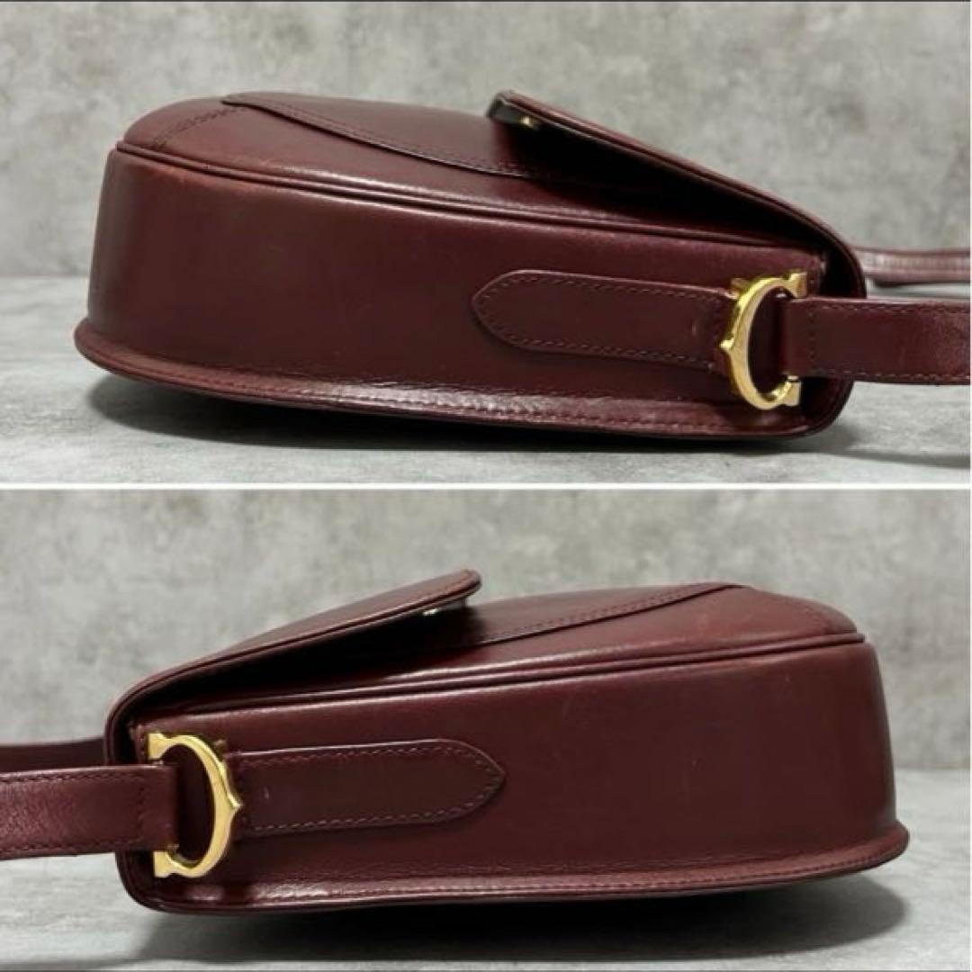 Cartier カルティエ　バーガンディ レザー ショルダーバッグ