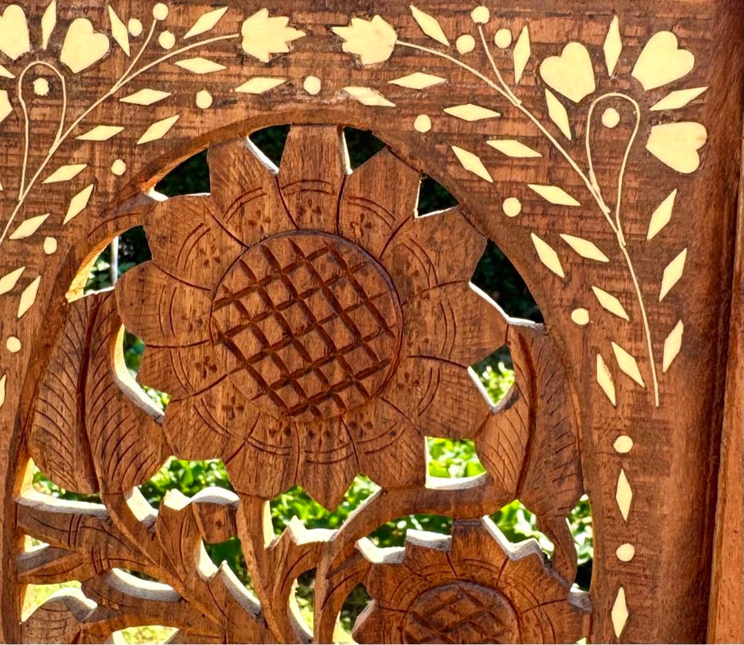 シーシャムウッド 象嵌彫刻 衝立 パーテーション インディアンローズウッド