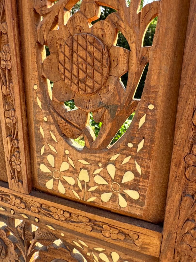 シーシャムウッド 象嵌彫刻 衝立 パーテーション インディアンローズウッド