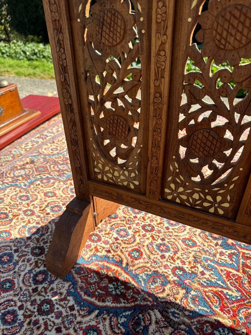 シーシャムウッド 象嵌彫刻 衝立 パーテーション インディアンローズウッド