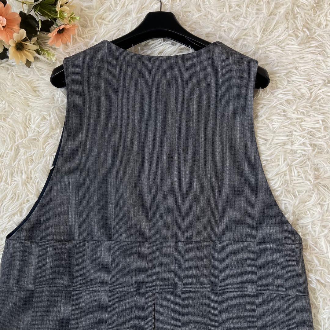 DRAWER ドゥロワー ヘリンボーン ノースリーブ Vネック ジレ ブラウス