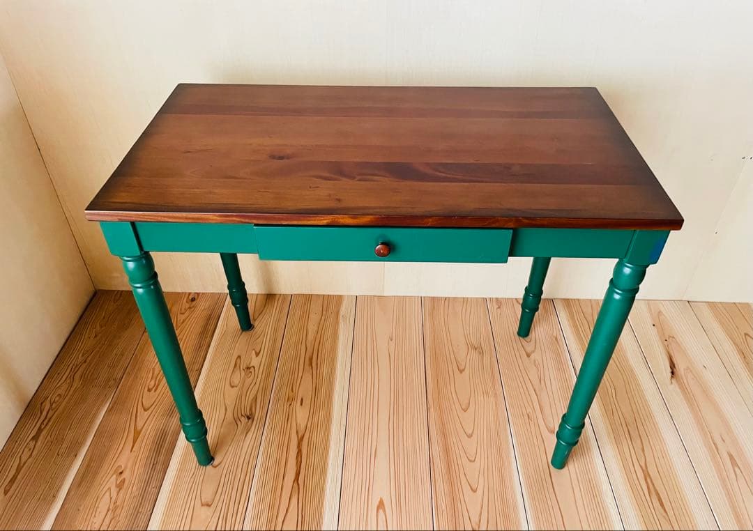 マホガニー材/デスク/机/テーブル/花台/飾り台/ろくろ脚/カフェ/アンティーク