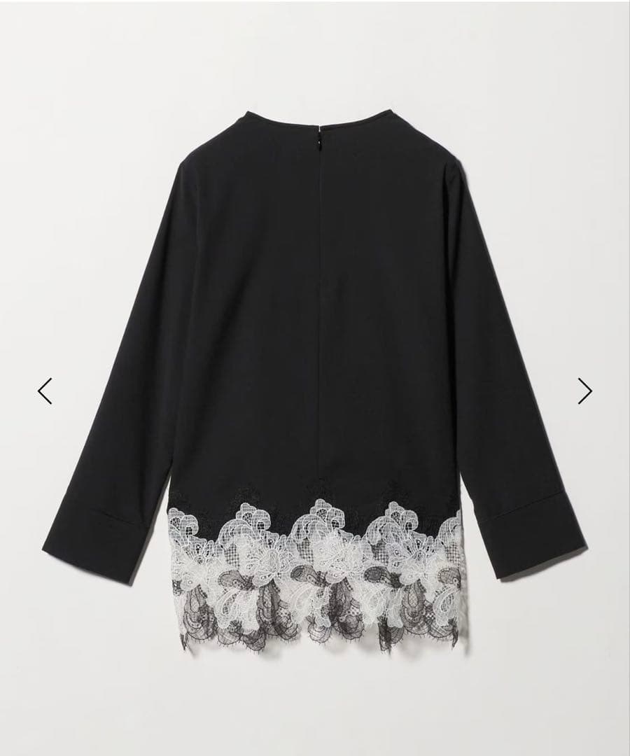 新品 UNITED ARROWS バックサテンレースコンビ ブラウス ブラック