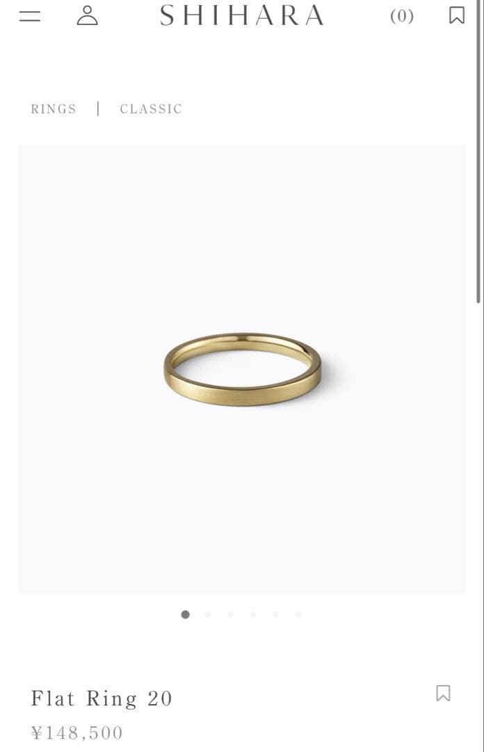 shihara K18YG フラットリング2.0 15.5