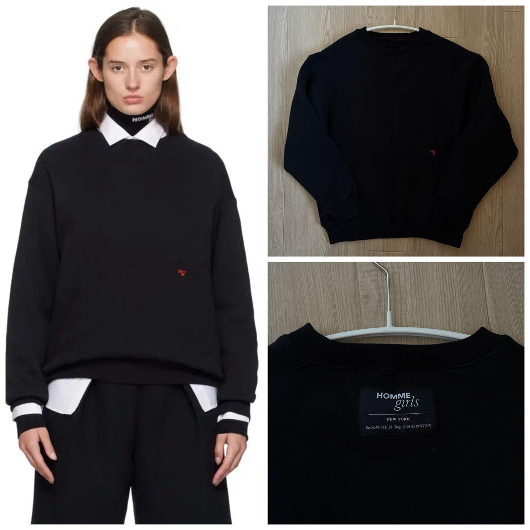 Hommegirls オムガールズ クルーネック スウェット 黒