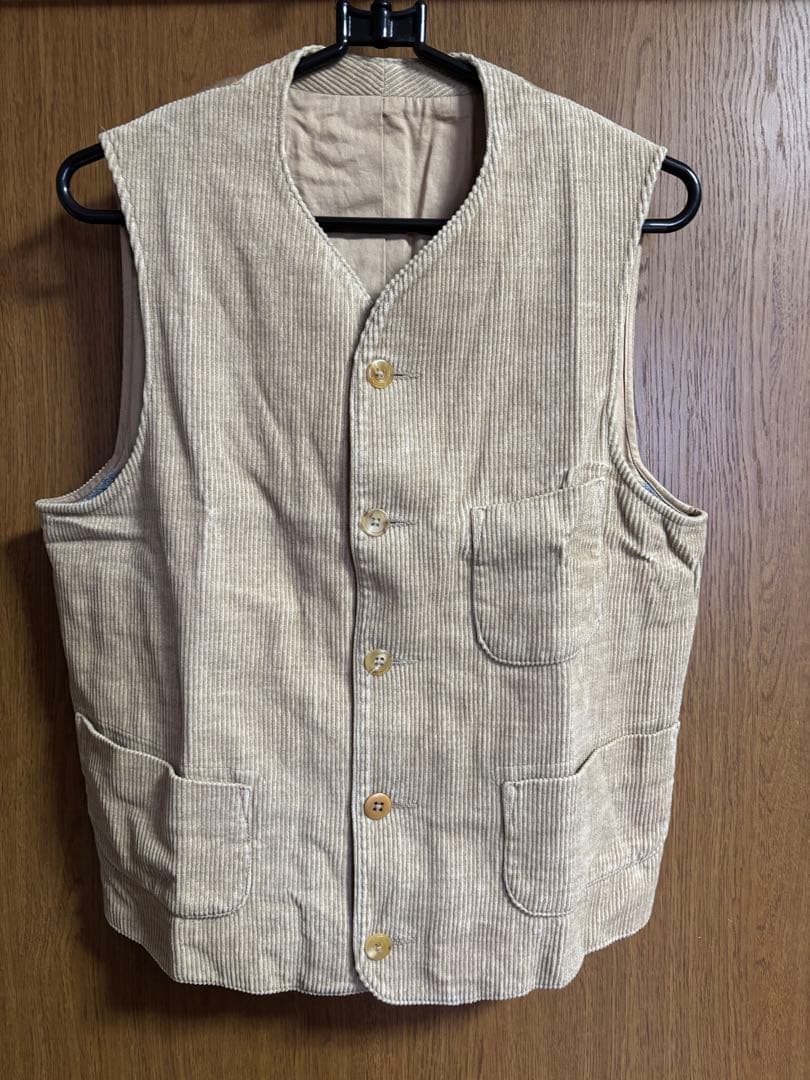 45rpm45rコーデュロイ ノーカラーベスト