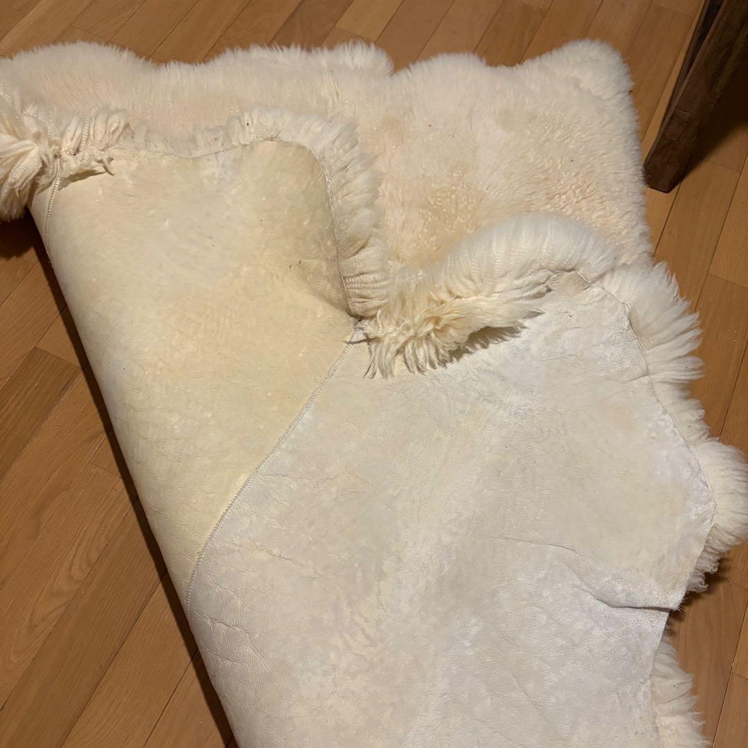 毛足長タイプ ホワイト ニチロムートンラグ(150×110）