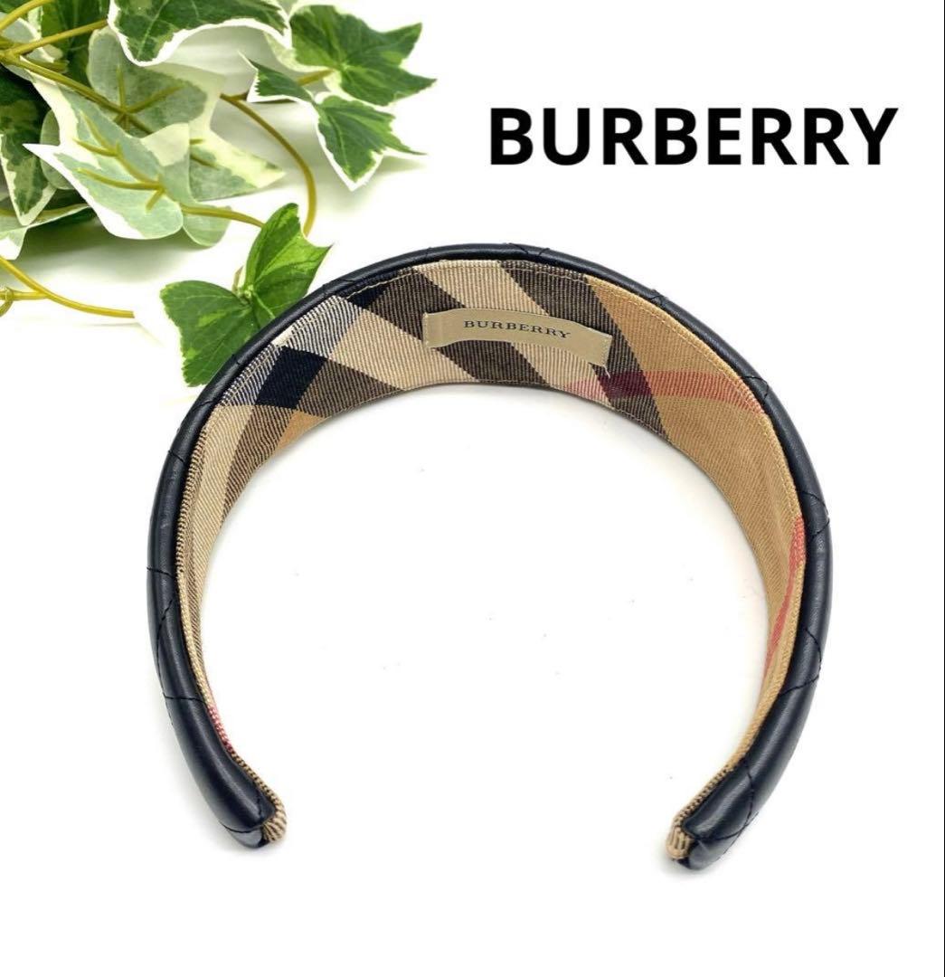 BURBERRY バーバリー カチューシャ ノバチェック、レザー　ヘアバンド