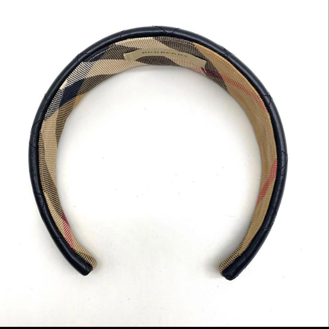 BURBERRY バーバリー カチューシャ ノバチェック、レザー　ヘアバンド