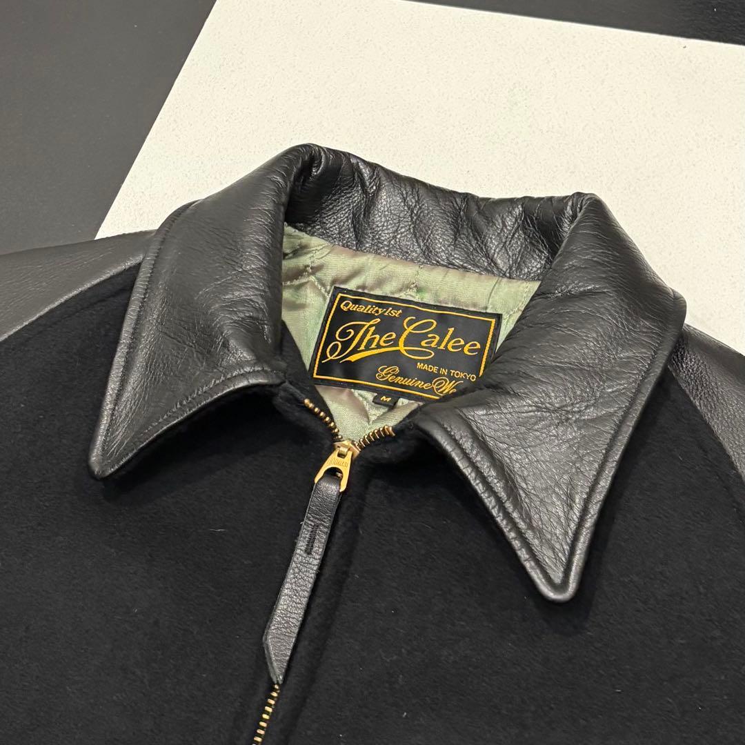 極美品 キャリー レザー メルトン ウール スポーツジャケット スタジャン M